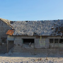 Destroyed house with mud in Chaiten, the result of the eruption of the Volcan Chaiten few years ago